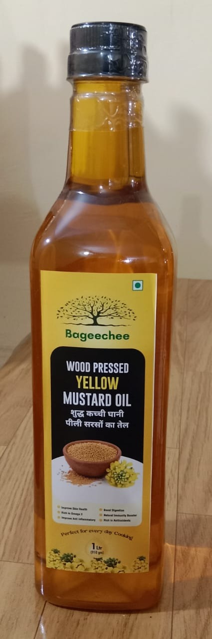 Bageechee wood pressed yellow mustard oil bottle